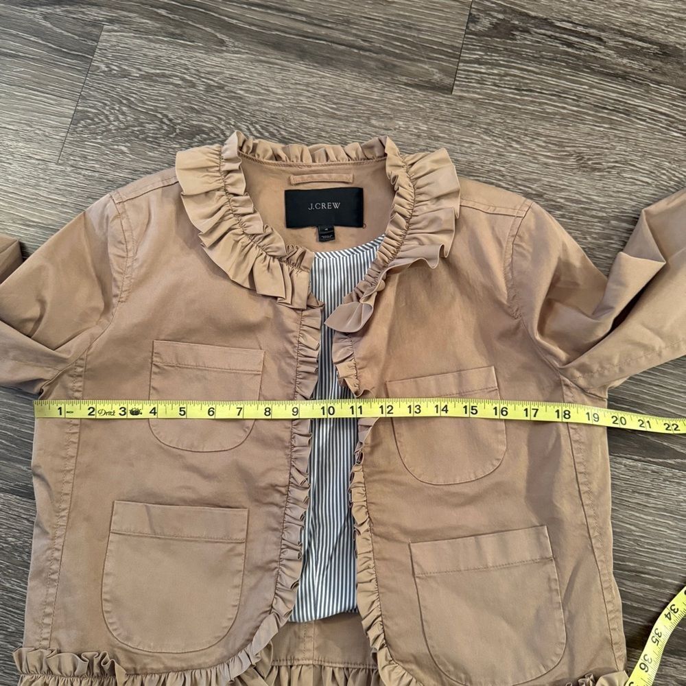 J. Crew Tan Ruffle Chino Jacket - Picture 7 of 9
